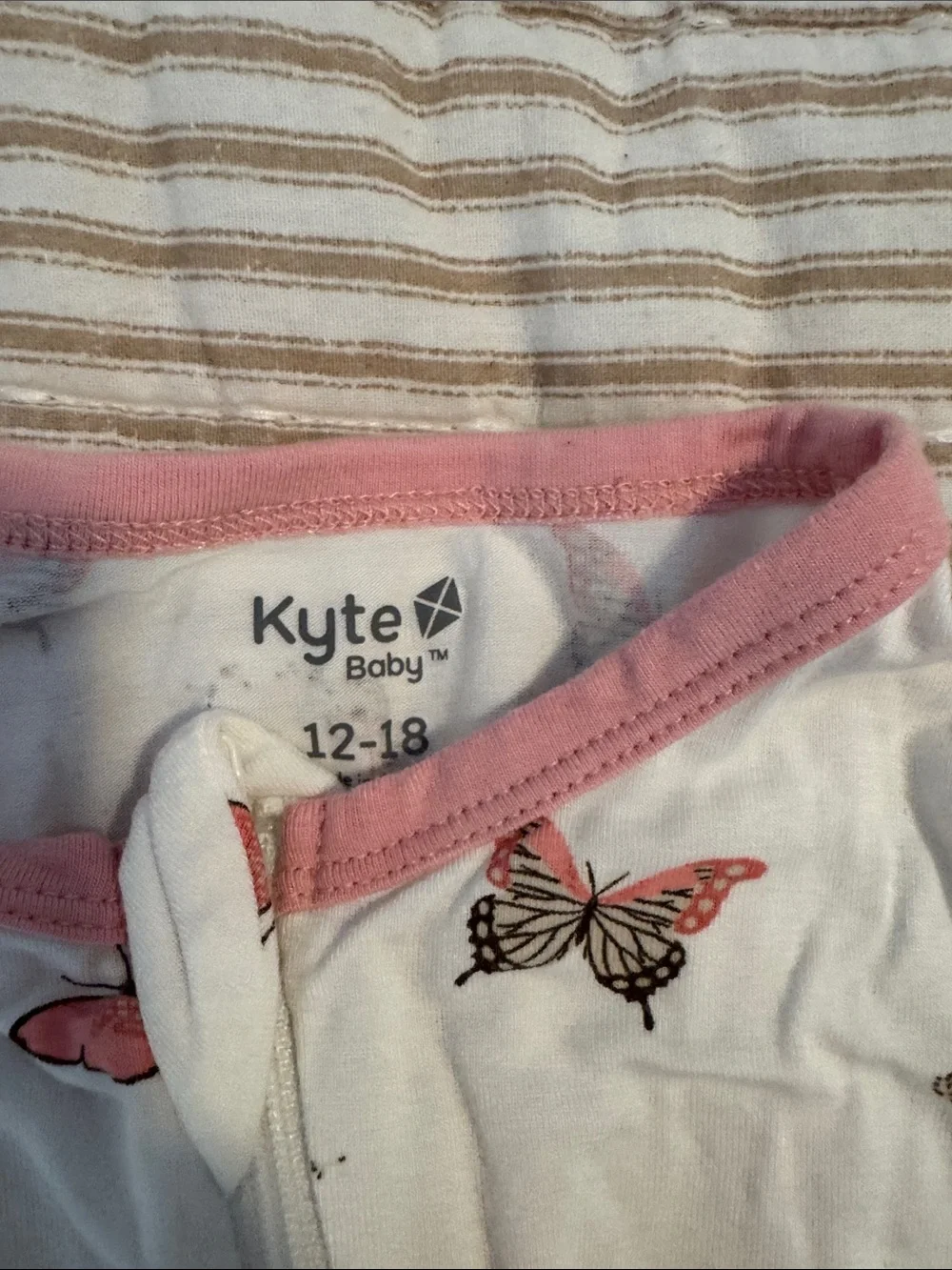 Kyte BABY White Sleep Sack & Footed pj with Pink Butterfly Print
